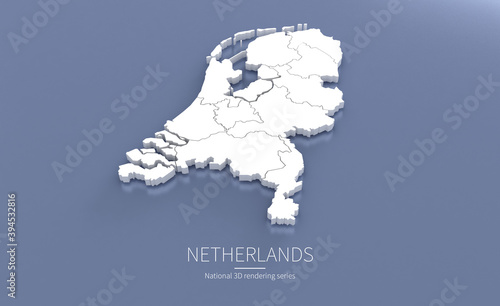 Netherlands Map 3d. National map 3D rendering set in Europe continent.