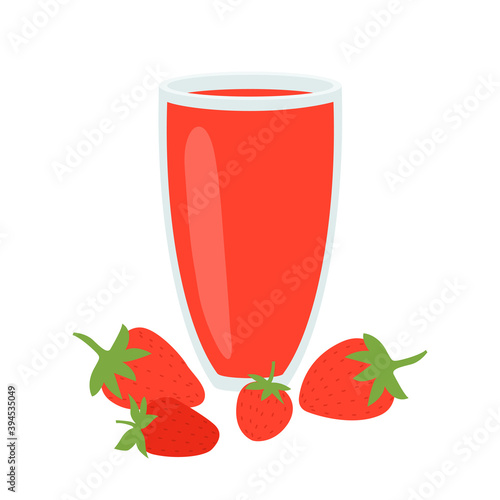 A glass of Strawberry juice. Healthy food.