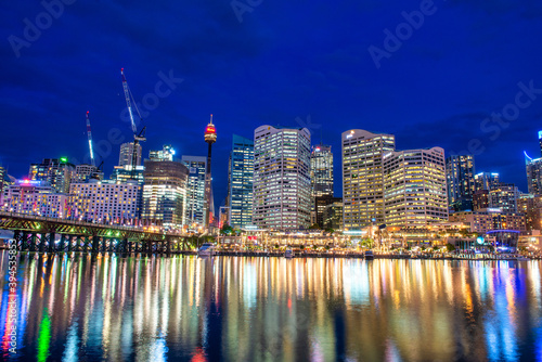 SYDNEY - NOVEMBER 11, 2015: Sydney Darling Harbour at night © jovannig