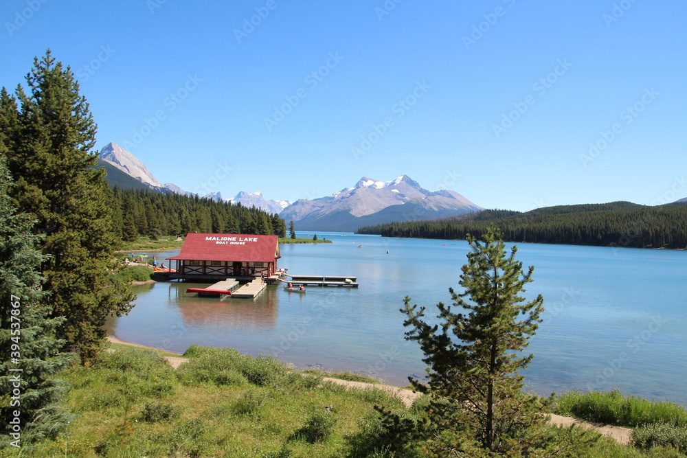 Summer Beauty On Maligne Lake, Jasper National Park, Alberta Summer Beauty On Maligne Lake, Jasper National Park, Alberta