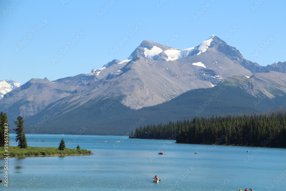 Boats On Maligne Lake, Jasper National Park, Alberta