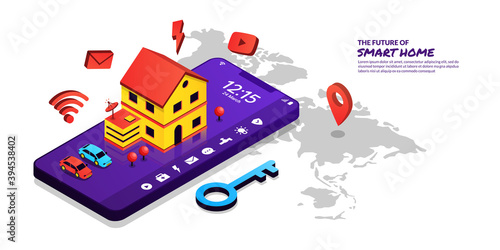 Smart home technology concept, home remote control by smartphone application