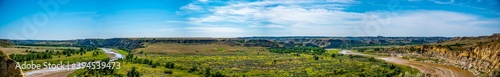 Panoramic overlook of the Little Missouri River at Theodore Roosevelt National Park
