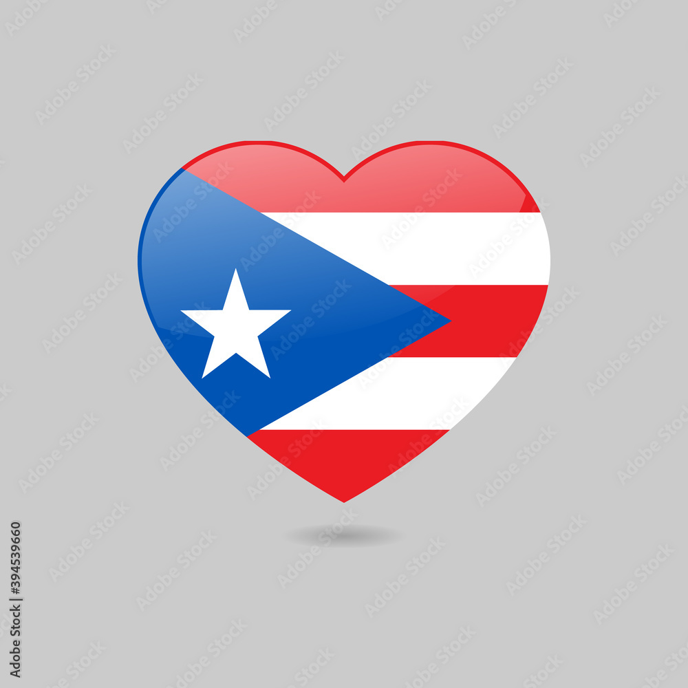 Vector Glossy Puerto Rico Flag Heart Vector Glossy Puerto Rico Flag Heart