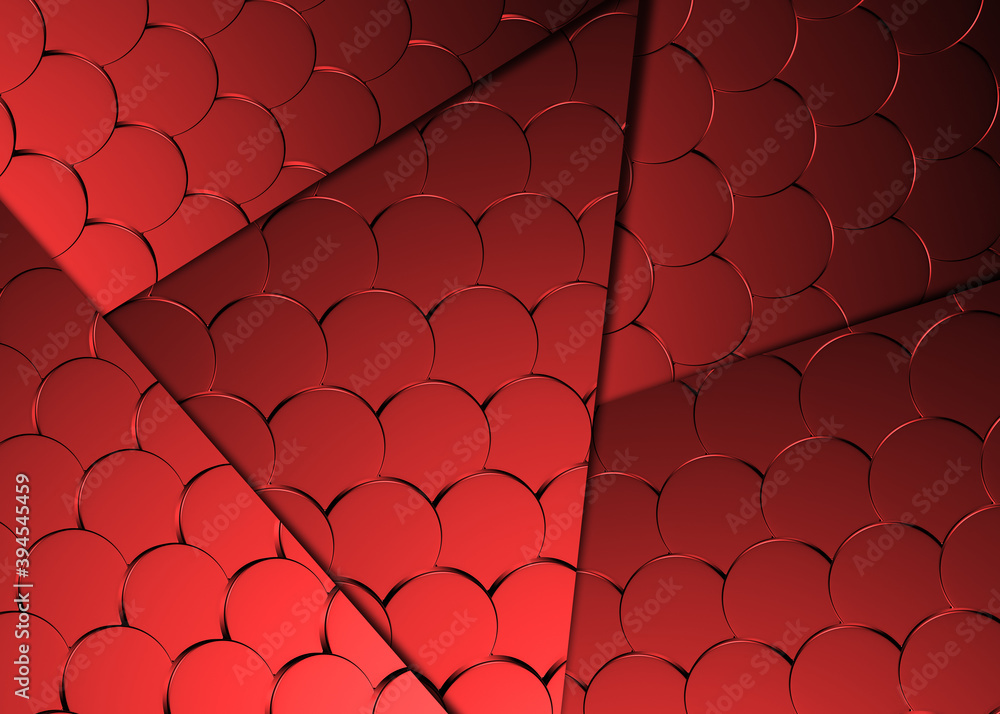 Red abstract scaly texture background. Circular grid illustration.
Created in 3D for use as backgrounds in websites, video, illustrations and more.