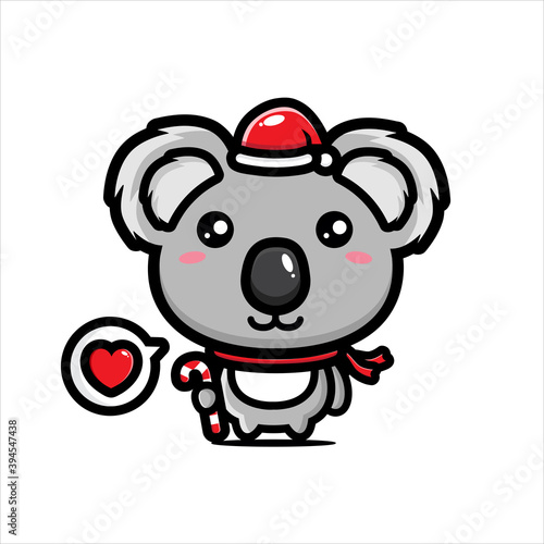cute koala characters wearing santa costumes