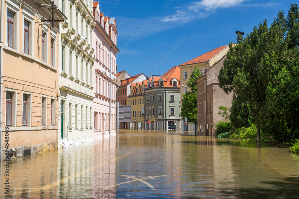View of a street in Meissen during the 2013 floods