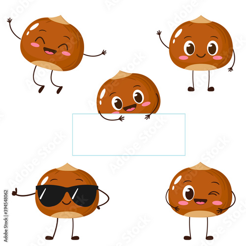Cute happy brown hazelnut character
