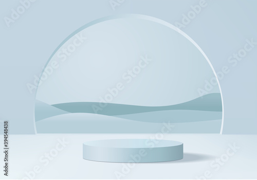 Background vector 3d blue rendering with podium and minimal blue wall scene, podium minimal abstract background 3d rendering abstract shape blue pastel. Stage 3d product on podium modern platform