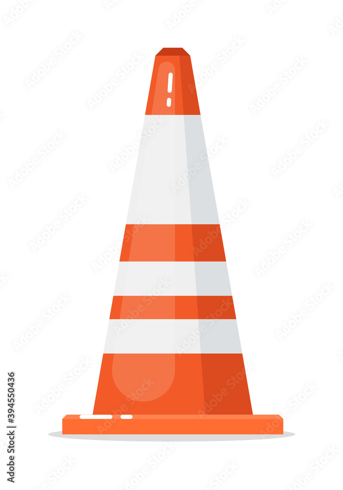 Vector road traffic cone border isolated on white background