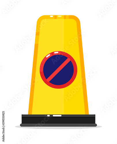 Warning road barrier with no way sign on white background