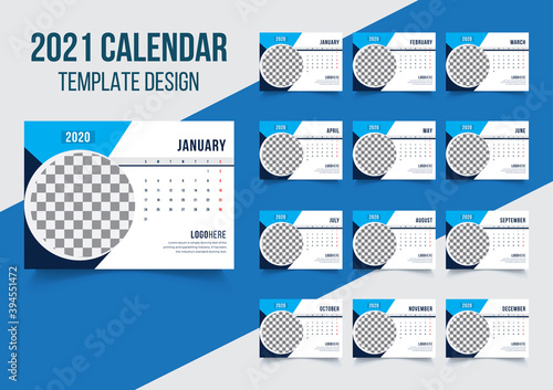 Calendar 2021 template design vector file