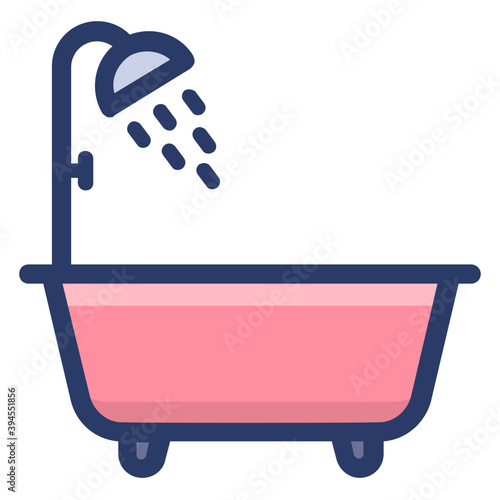 Bathtub Flat Vector 