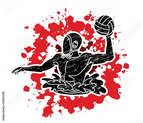 Water Polo player cartoon graphic vector