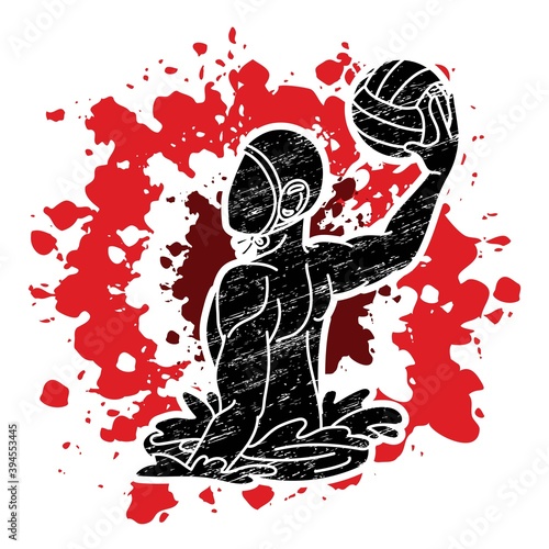 Water Polo player cartoon graphic vector