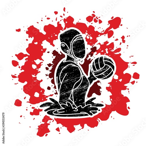 Water Polo player cartoon graphic vector