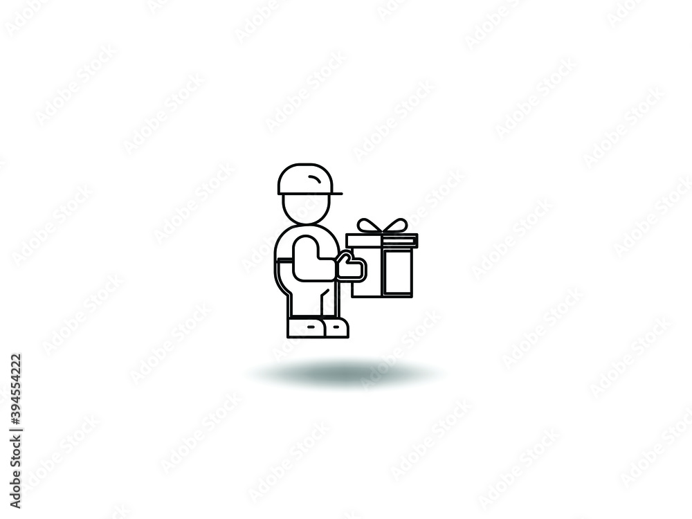 Holding a Gift Box Icon Vector illustration. Giving present symbol. Hand a present sign, emblem isolated on white background with shadow, Flat style for graphic and web design, logo. EPS10 black picto Holding a Gift Box Icon Vector illustration. Giving present symbol. Hand a present sign, emblem isolated on white background with shadow, Flat style for graphic and web design, logo. EPS10 black picto