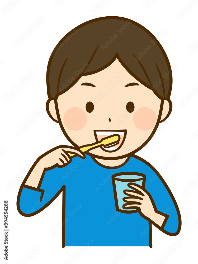illustration of a boy brushing his tooth illustration of a boy brushing his tooth