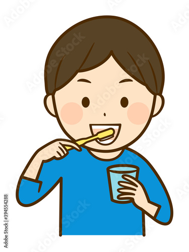 illustration of a boy brushing his tooth