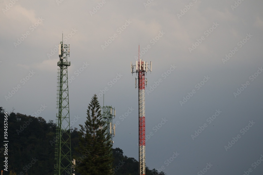 telecommunication tower with antennas telecommunication tower with antennas