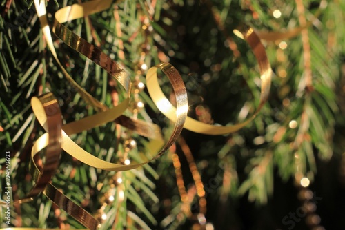 Decorated fir branches in the sunlight