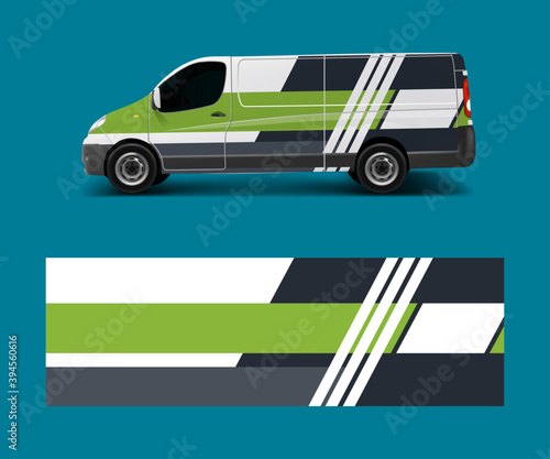 Graphic abstract wave designs for wrap vehicle, race car, branding car. Pick up truck and cargo van car wrap design vector.