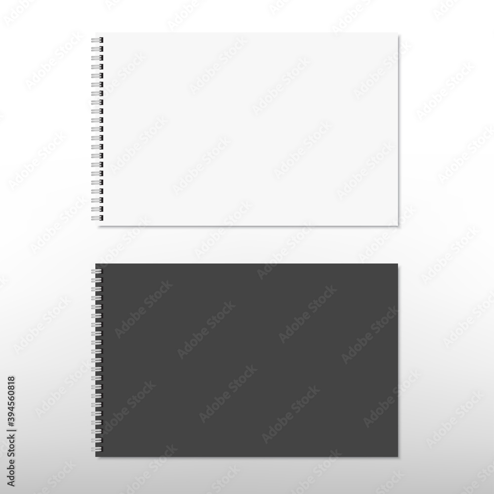 Realistic white and black spiral notepad notebook isolated on white. Vector Realistic white and black spiral notepad notebook isolated on white. Vector
