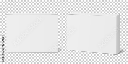 White box mockup set for design of packaging of medicines, cosmetics, stationery, etc. on a transparent background. Designed for your design. Vector illustration.