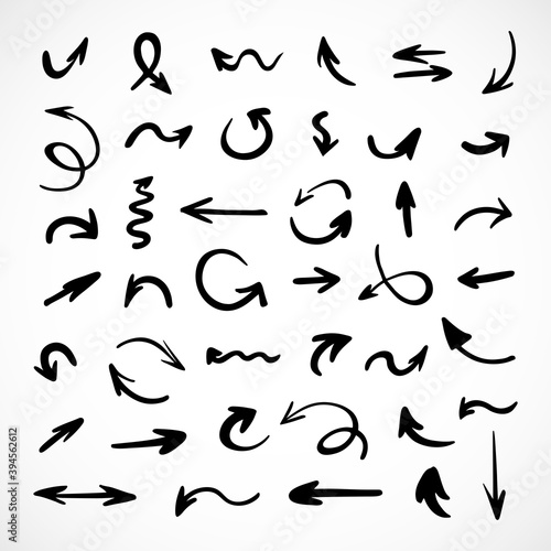 Vector set of hand-drawn arrows, elements for presentation