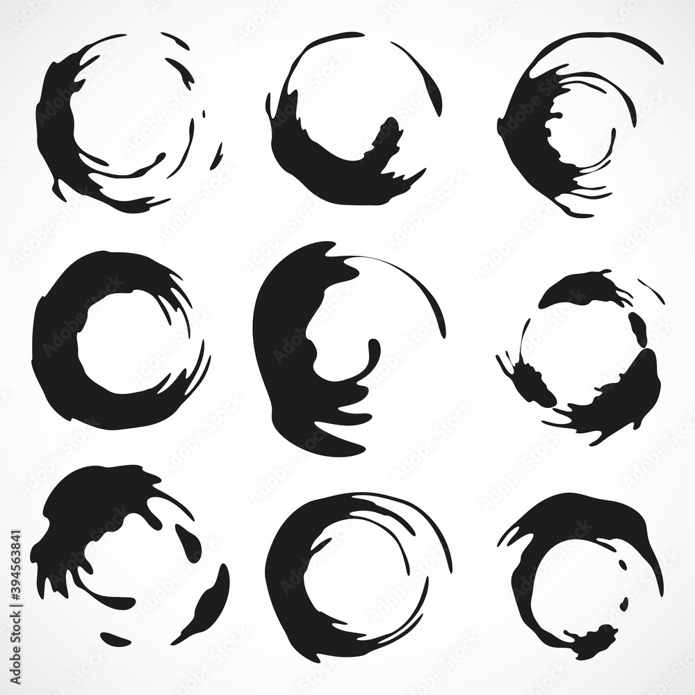 Set of Vector round frame from ink blots. Grunge design element. Set of Vector round frame from ink blots. Grunge design element.