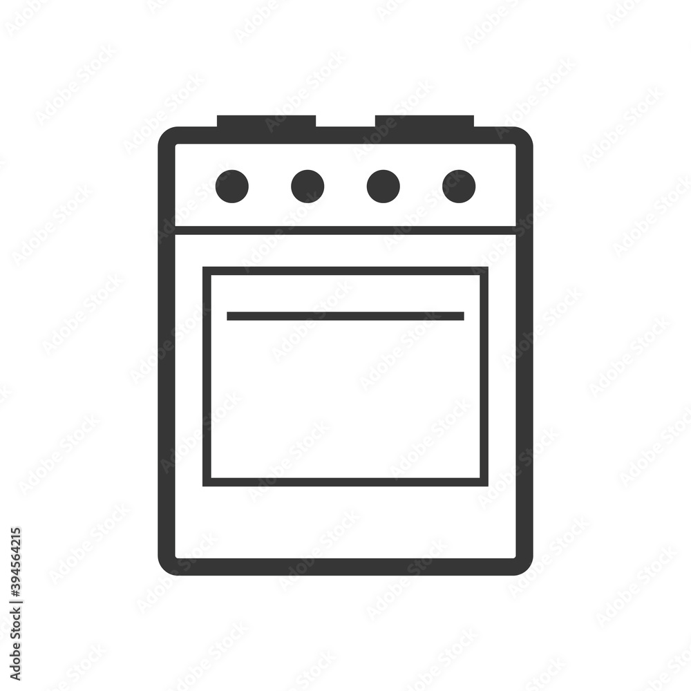 Stove - oven and hob outline single isolated vector icon. Kitchen appliances and electronics illustration on white background Stove - oven and hob outline single isolated vector icon. Kitchen appliances and electronics illustration on white background