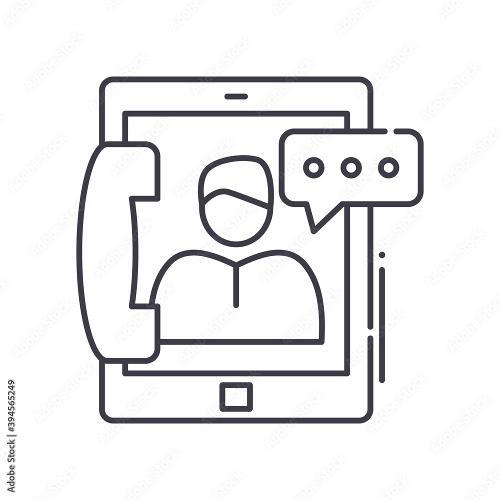 Phone call icon, linear isolated illustration, thin line vector, web design sign, outline concept symbol with editable stroke on white background.