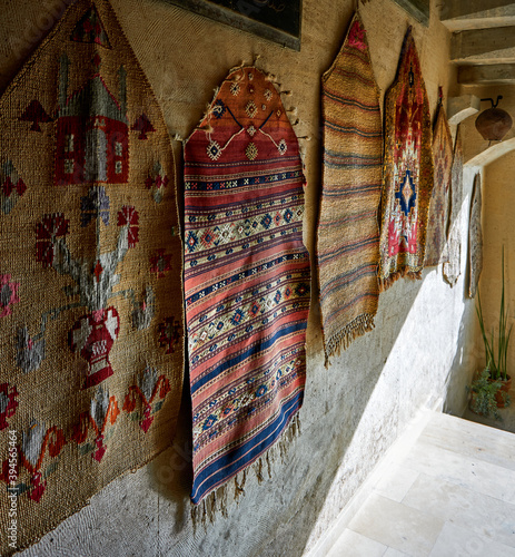 Antique handmade carpet on the wall