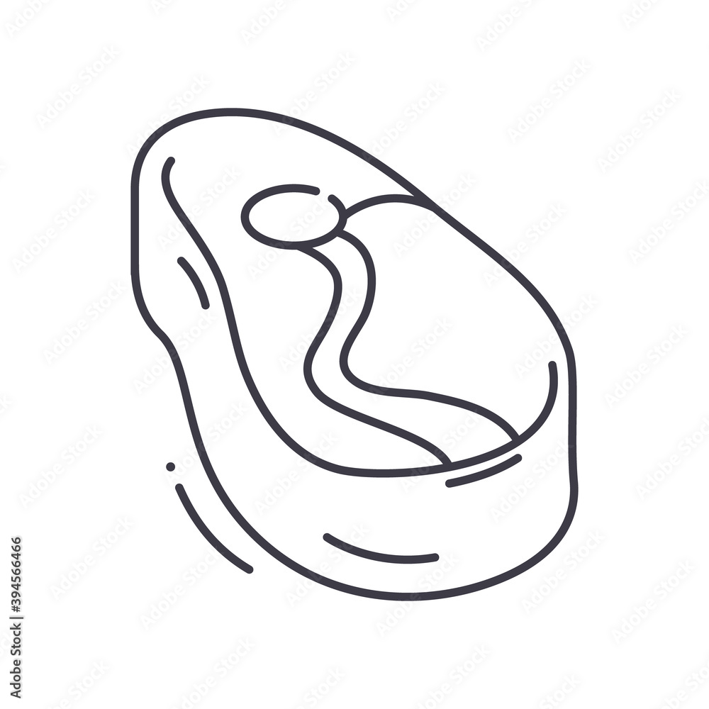 Meat icon, linear isolated illustration, thin line vector, web design sign, outline concept symbol with editable stroke on white background. Meat icon, linear isolated illustration, thin line vector, web design sign, outline concept symbol with editable stroke on white background.