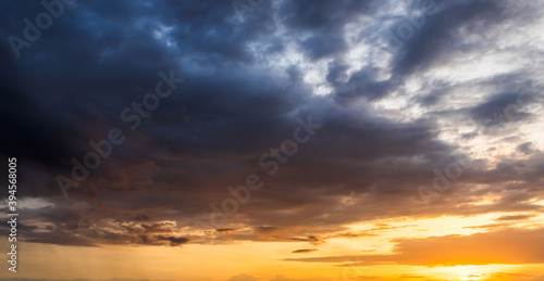 Natural Sunset Sunrise. Bright Dramatic Sky And Dark Ground. Countryside Landscape Under Scenic Colorful Sky