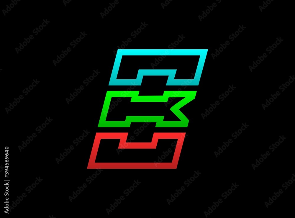 B letter rgb logo, vector desing font .Dynamic split red, green, blue color on black background. For social media,design elements, creative poster, web template and more B letter rgb logo, vector desing font .Dynamic split red, green, blue color on black background. For social media,design elements, creative poster, web template and more