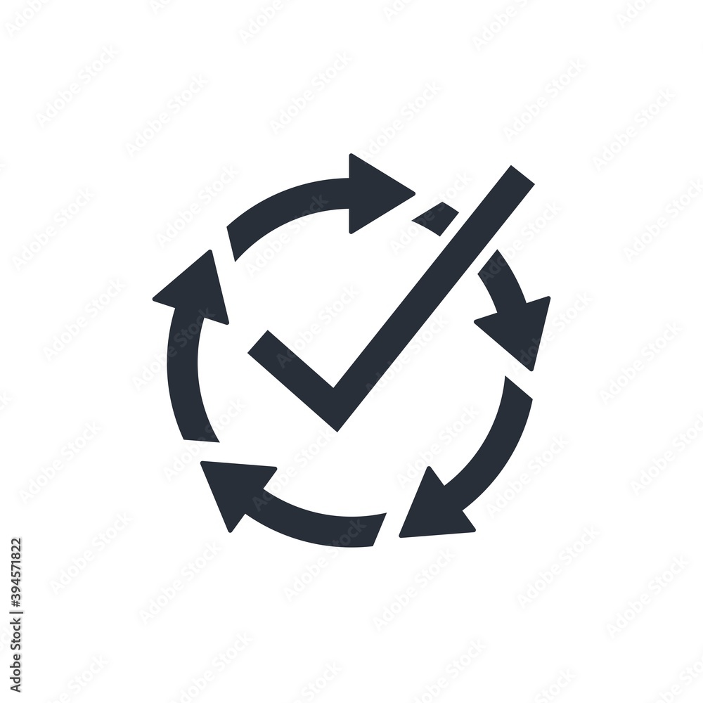 Completed multi-step procedure. Workflow process. Check mark and ...