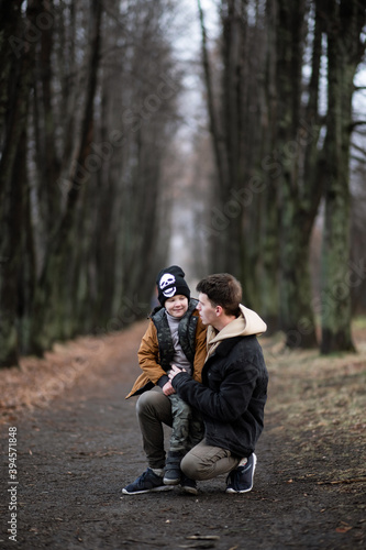 a little boy tells what happened, and the father listens carefully to his son