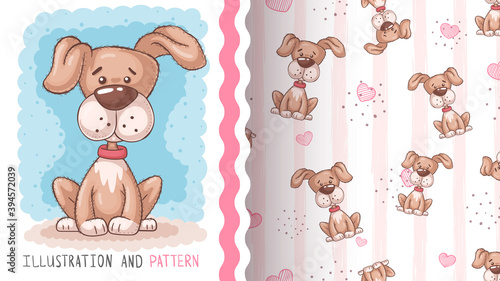 Cute big dog - seamless pattern
