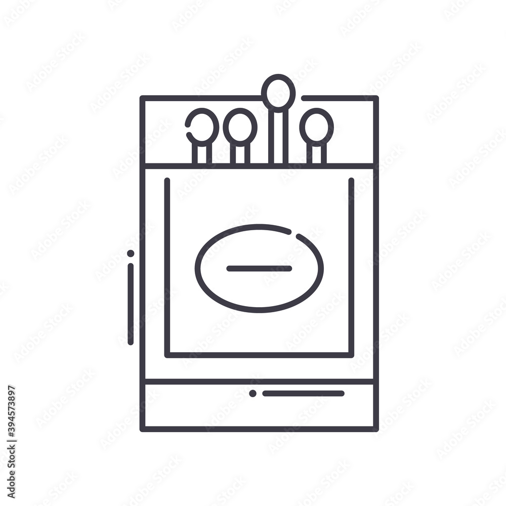 Matches icon, linear isolated illustration, thin line vector, web design sign, outline concept symbol with editable stroke on white background. Matches icon, linear isolated illustration, thin line vector, web design sign, outline concept symbol with editable stroke on white background.