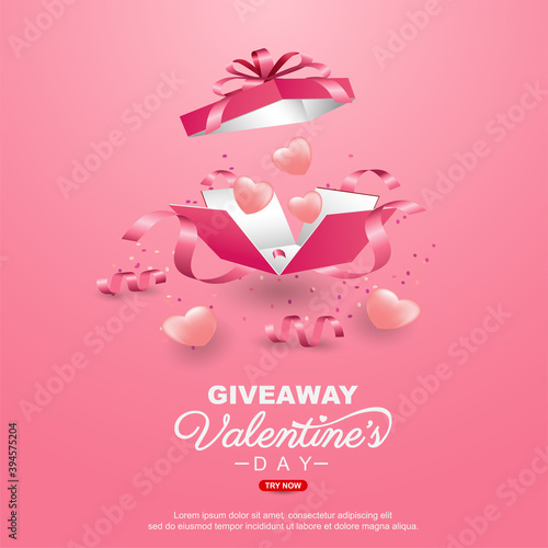 Valentine's day giveaway banner template design photo