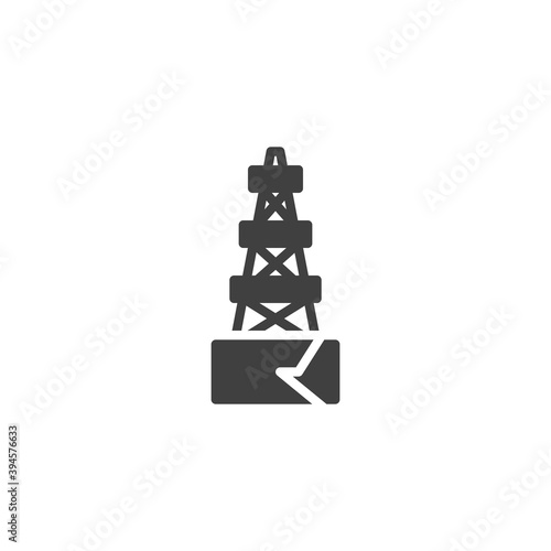 Oil derrick vector icon. filled flat sign for mobile concept and web design. Oil rig glyph icon. Symbol, logo illustration. Vector graphics