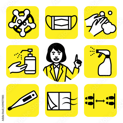 Measures to prevent new coronavirus infection. Vector illustration.
