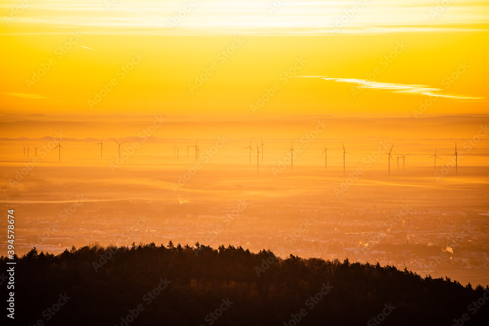 Naklejka premium Sunrise in the rhine valley
