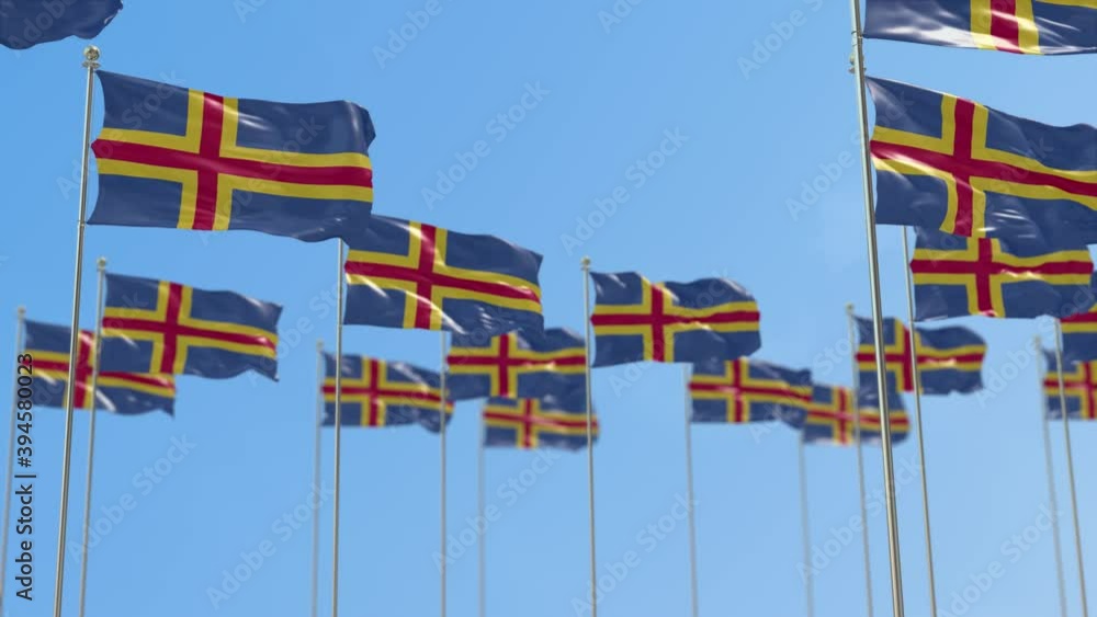 Aland Row Of National flags Walk Throw Animation Aland Row Of National flags Walk Throw Animation
