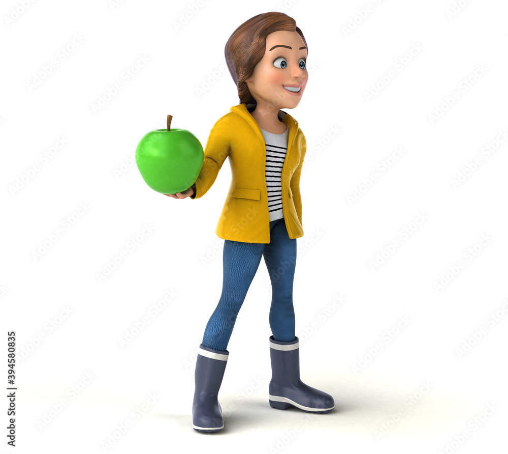 Fun 3D illustration of a cartoon teenage girl Fun 3D illustration of a cartoon teenage girl
