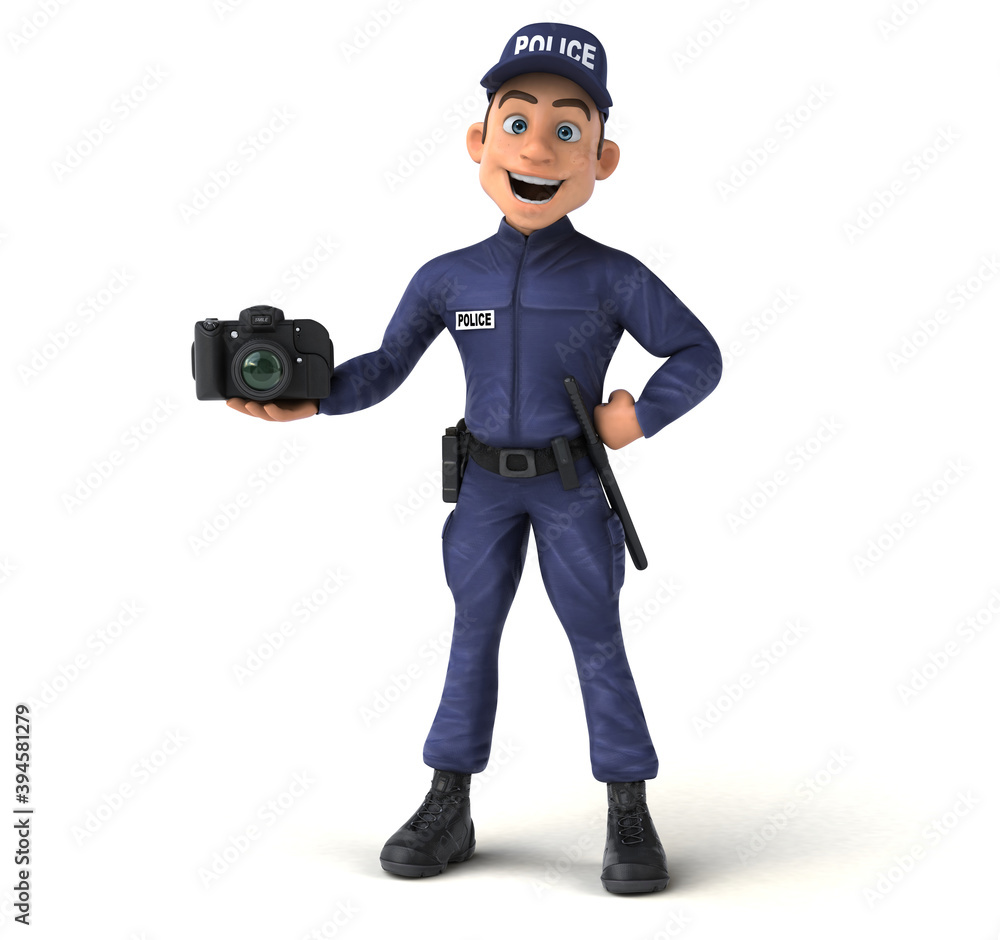 Fun 3D illustration of a cartoon Police Officer Fun 3D illustration of a cartoon Police Officer