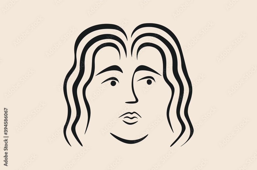 Abstract face in contemporary style. Woman portrait on retro background for posters, print, textile, t-shirts. Modern vector illustration Abstract face in contemporary style. Woman portrait on retro background for posters, print, textile, t-shirts. Modern vector illustration