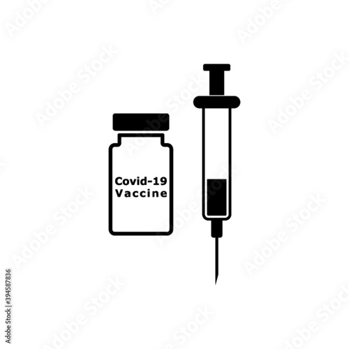 Covid-19 coronavirus vaccine icon. Syringe and vaccine flat icon isolated on white background