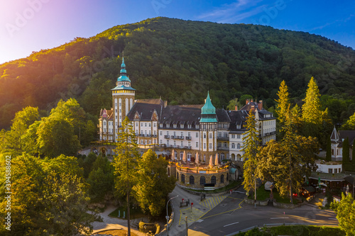 Принти на полотні Lillafured, Hungary - Aerial view of the famous Lillafured Castle in the mountains of Bukk near Miskolc on a sunny summer morning